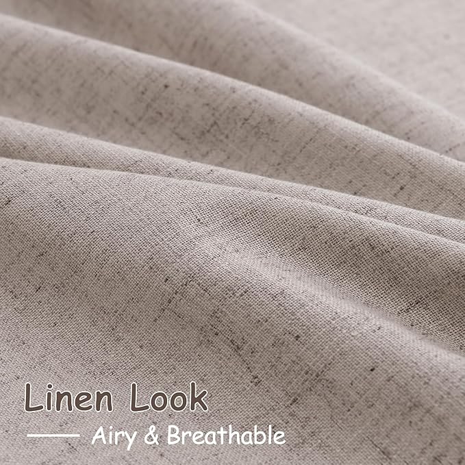 Brownish Grey Linen Curtains for Living Room 92 Inches Long Back Tab Light - Image 4