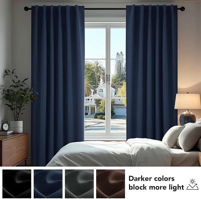 Deconovo Blackout Curtains, Thermal Insulated, W70 x L63 2 Panels, Back Tab - Image 4