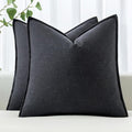 MIULEE Decorative Linen Euro Sham Pillow Covers 22x22 Inch Dark Gray | Boho by MIULEE