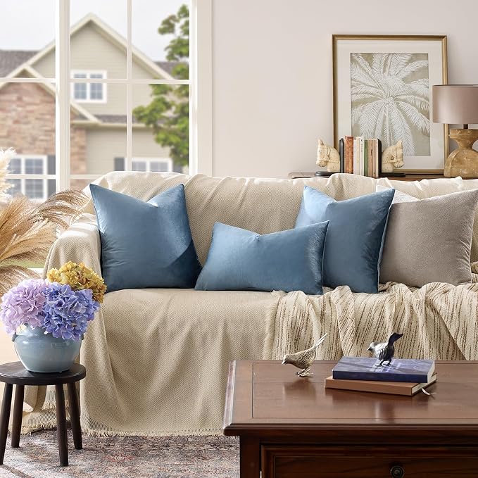 GIGIZAZA Decorative Throw Pillow Covers 24 x 24, Velvet Pillow Square Cushion - Image 2