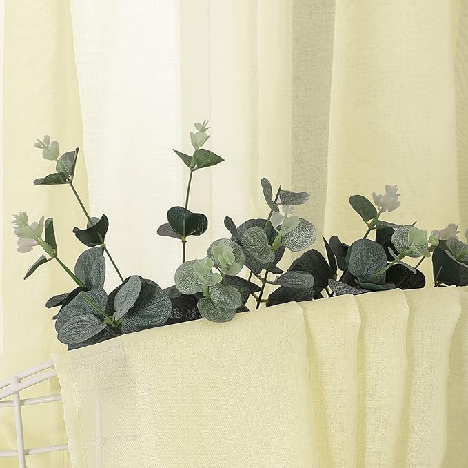 Tollpiz Sheer Curtains Bedroom Linen Textured Curtain Sheers Light Filtering - Image 6