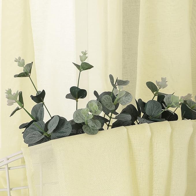 Tollpiz Short Sheer Tier Curtains Linen Textured Half Kitchen Curtain Sheers - Image 6