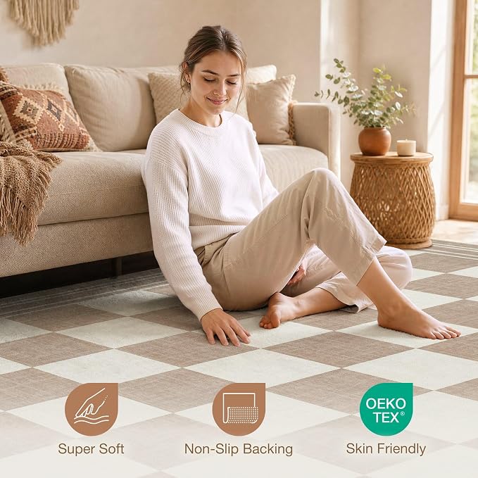 cotiled 6x9 Area Rugs for Living Room: Boho Washable Rug for Dining Room | - Image 4