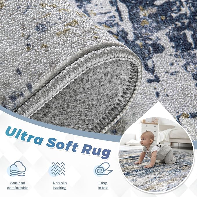 pmtsns Area Rugs 8x10 for Living Room: Washable Rug Modern Abstract Neutral - Image 4