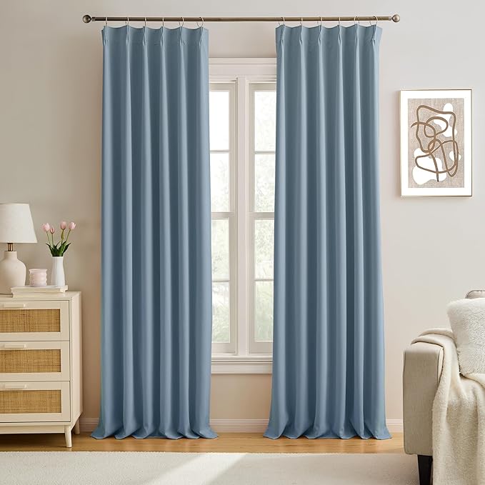 92 Inch Boys Pleated Curtains, Pinch Pletaed by KEQIAOSUOCAI