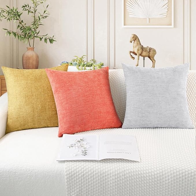 CaliTime Throw Pillow Covers Decorative 20 X 20 Inches Pack of 2 Cozy Chenille - Image 5