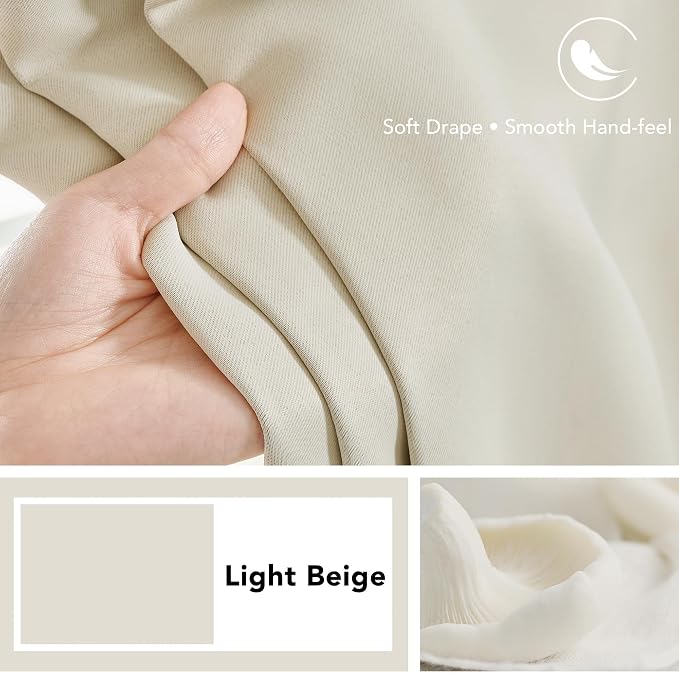 Deconovo Blackout Curtains, Thermal Insulated, W52 x L95 2 Panels, Back Tab - Image 7