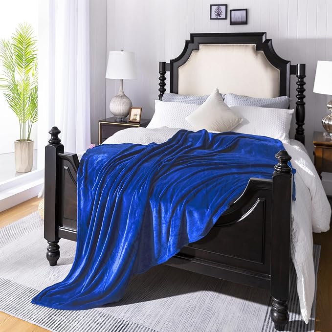 Royal blue Fleece Plush Throw Blanket 60"x80"for Couch Fuzzy Cozy Flannel | - Image 4