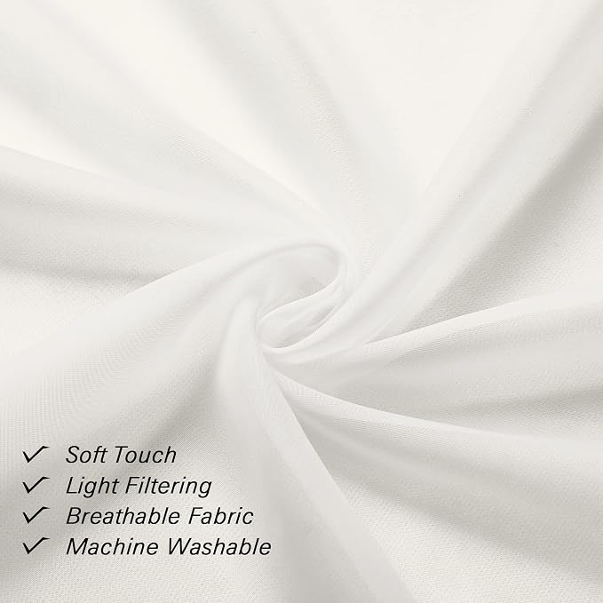 Short Sheer Curtains 54 Inches Length 2 Panels, Light Filtering Voile Curtain - Image 6