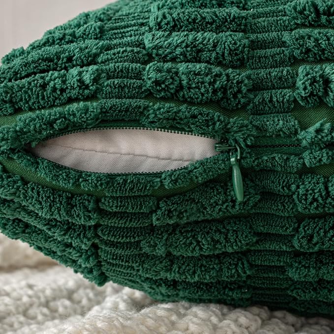 MIULEE Pack of 2 Dark Green Corduroy Decorative Euro Sham Pillow Covers 24x24 - Image 5
