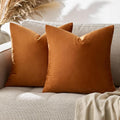GIGIZAZA Throw Pillow Covers 22x22 Inch Dark Burnt Orange Velvet Pillows by GIGIZAZAFocusingonhomedecoration