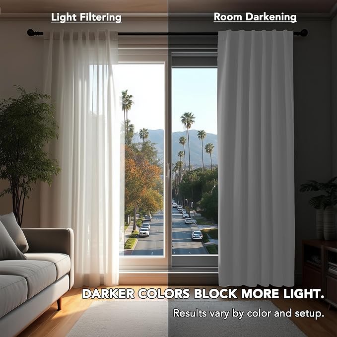Deconovo Blackout Curtains, Thermal Insulated, W52 x L108 2 Panels, Back Tab - Image 3
