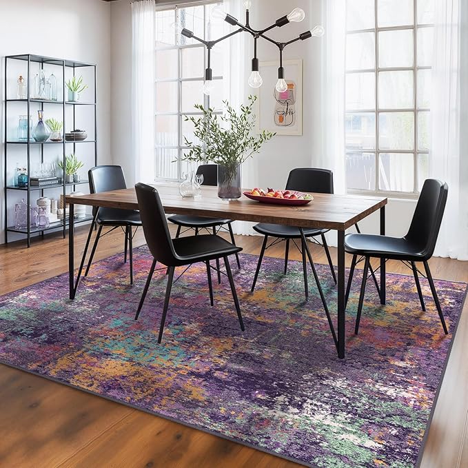 Washable Area Rugs 6'x9' Non-Slip Modern Abstract Soft - Image 2