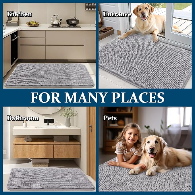 OLANLY Dog Door Mat for Muddy Paws 30x20, Super Absorbent Chenille Mud Mat | - Image 8