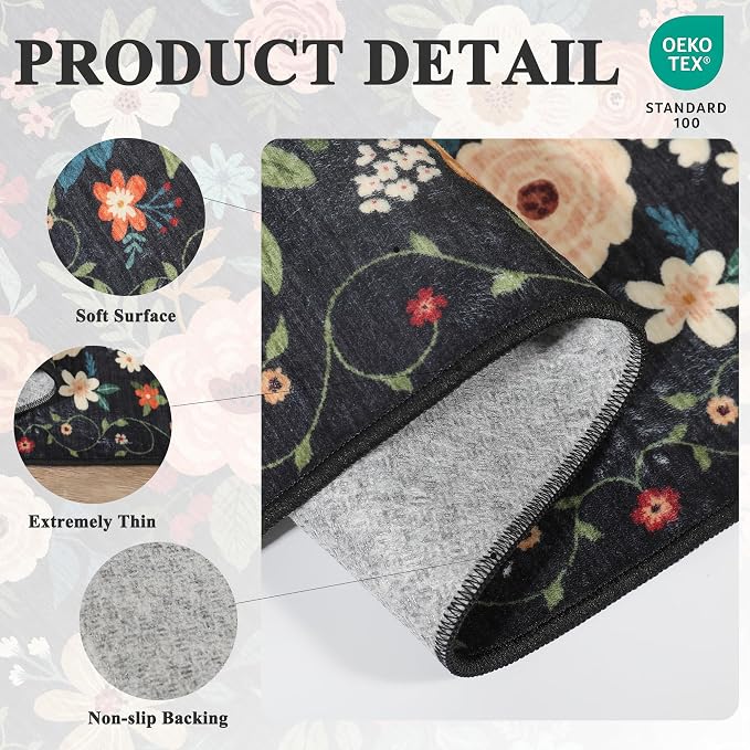 DUKINO 2x12 Washable Runner Rug, Non Slip Long Kitchen Runner Rug, Low Pile - Image 4