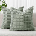 MIULEE Corduroy Decorative Throw Pillow Covers 12x12 Grey Green Pack of 2 | by MIULEE