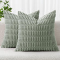 MIULEE Corduroy Decorative Throw Pillow Covers 16x16 Grey Green Pack of 2 | by MIULEE