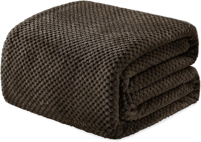 Exclusivo Mezcla Soft Waffle Fleece Bed Blanket Twin Size, Coffee | Lightweight by ExclusivoMezcla