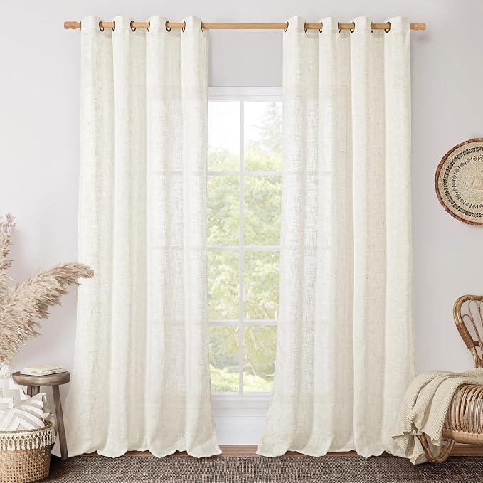 Living Room Linen Curtains 90 Inch by LAMIT