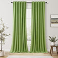 Lime Green 100% Blackout Linen Curtains 108 Inch Length 2 Panels Set by Guken