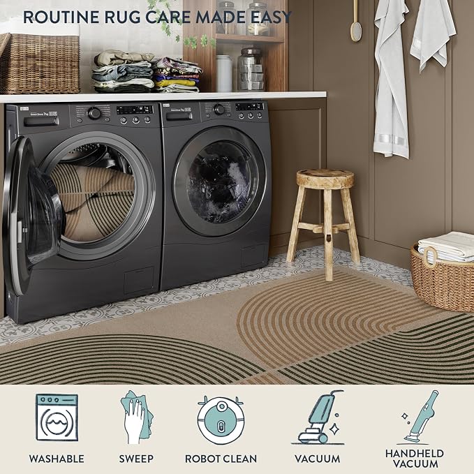 Lahome Enfys Modern Rainbow Easy Jute Rug, 2x8 Hallway Runner Washable Rugs - Image 7