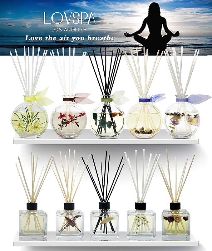 LOVSPA Reed Diffuser Set, Hawaiian Breeze Scented Oil Diffuser with Sticks, Home Fragrance Accessories for Bathroom Shelf Decor, Aroma Diffusers for Home or Office Desk, USA Made