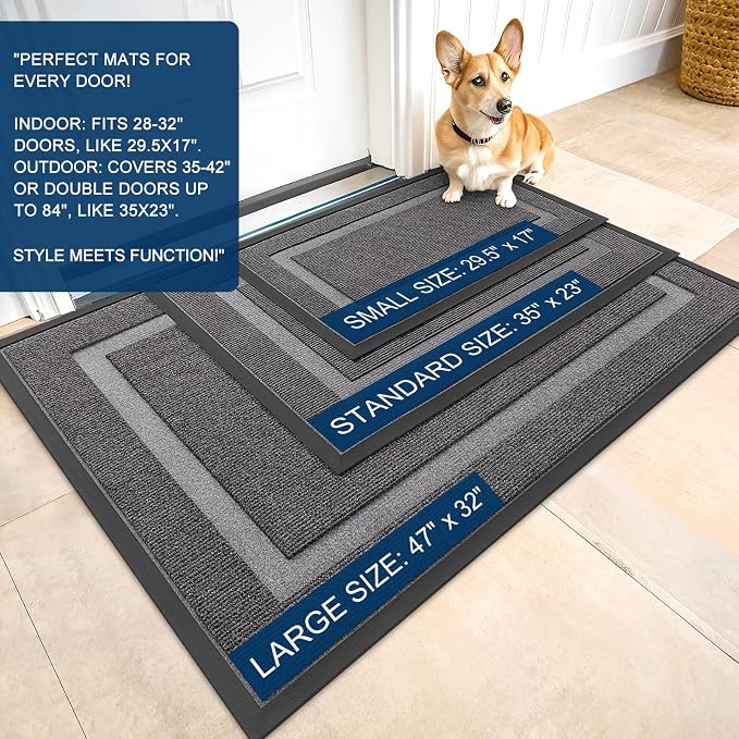 OLANLY Front Door Mat Outside 59x34, All-Season Heavy-Duty Rubber Doormat | - Image 2