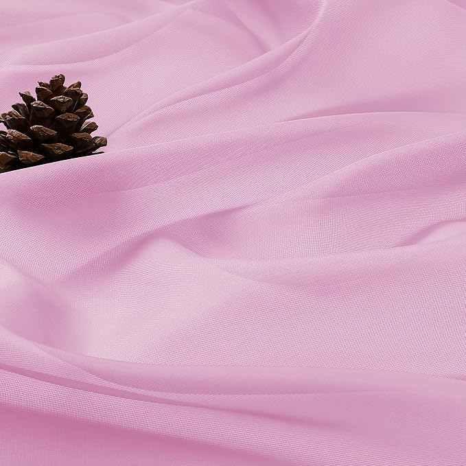 OWENIE Pink Sheer Curtains 120 Inches Long 2 Panels Set, Airy Lightweight Sheer - Image 7