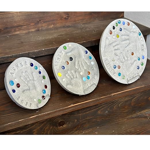 Large DIY Stepping Stone Kit, Handprint Stepping Stone, Mother's Day Gift, Footprint Stepping Stone (12 inch)