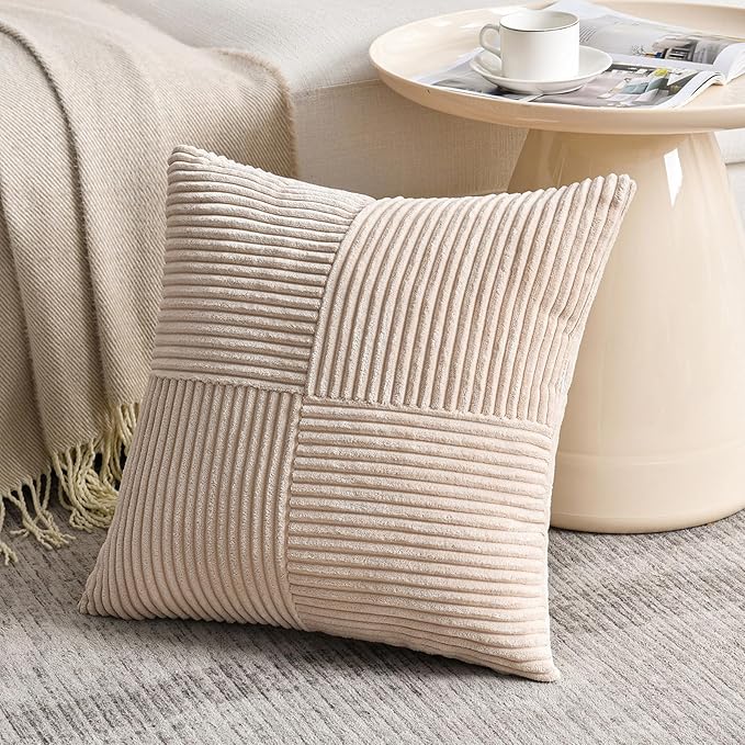 Fancy Homi 2 Packs Tan Euro Decorative Throw Pillow Covers 26x26 Inch - Image 2