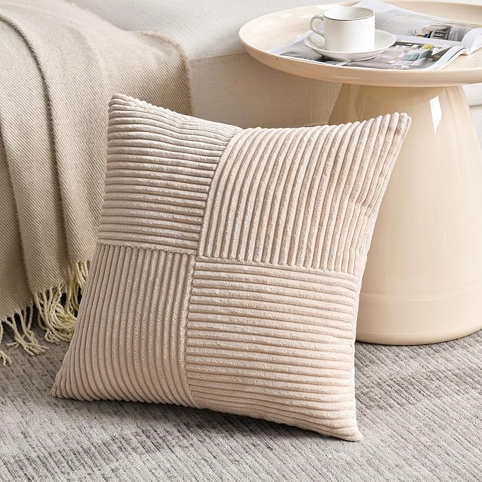 Fancy Homi 2 Packs Tan Decorative Throw Pillow Covers 22x22 Inch - Image 2