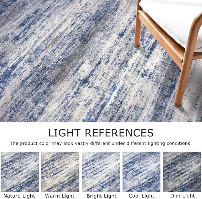 KOZYFLY Modern Abstract Area Rugs 2PCS 2x3 and 2x6 Blue-Grey Machine Washable - Image 3