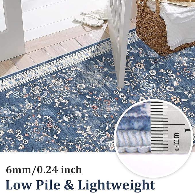 Yamaziot 2x10 Washable Hallway Runner Rug Non Slip Floral Carpet, Stain - Image 4