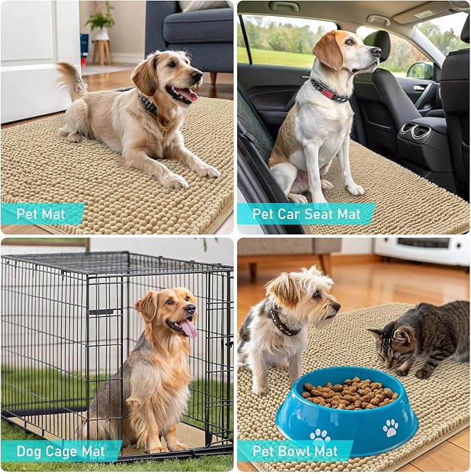 OLANLY Dog Door Mat for Muddy Paws 59x20, Super Absorbent Chenille Mud Mat | - Image 7