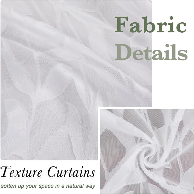 Lecloud Leia 36 Inch White Sheer Curtains Tiers 2 Pieces, Airy & Breathable - Image 9