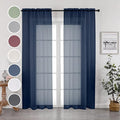 OWENIE Navy Blue Sheer Curtains 96 Inches Long 2 Panels Set, Elegant Sheer by OWENIE