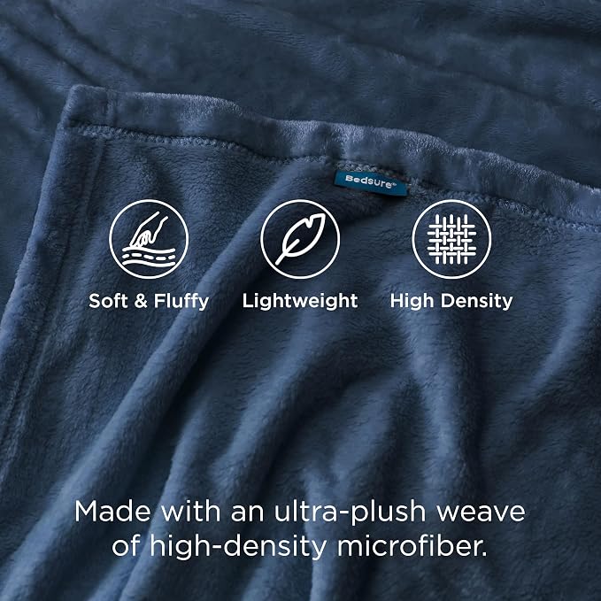 Bedsure GentleSoft Fleece Throw Blanket Blue - Image 3