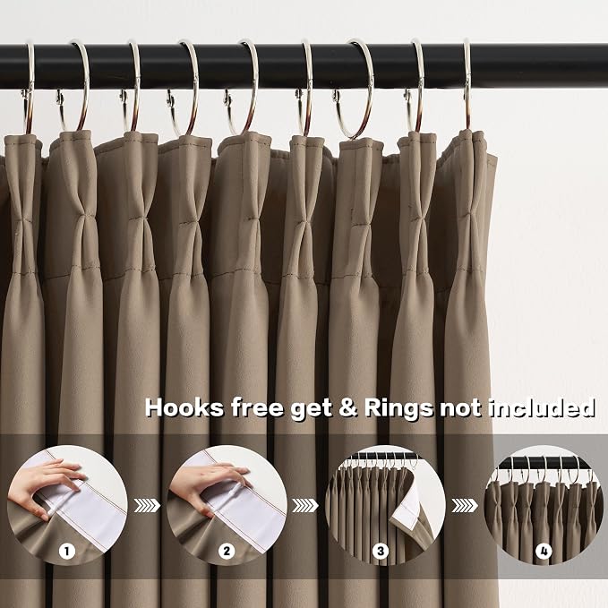 Cappuccino Blackout Curtains 138 Inches Long 11.5 feet Tall, Extra Long Pinch - Image 2