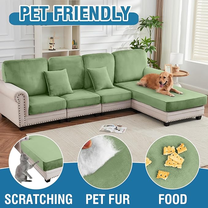 Couch Cover Stretch Velvet Sofa Cushion Cover 2-Piece - Image 4