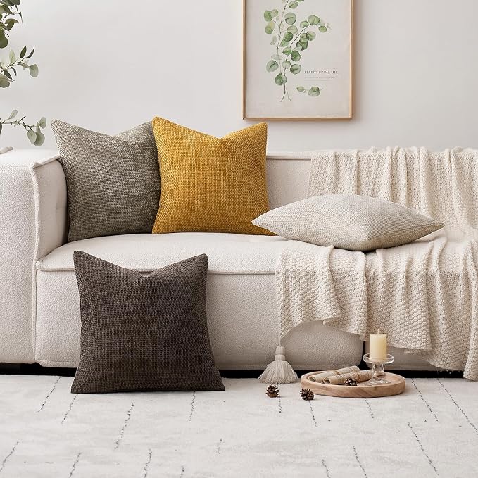 MIULEE Pack of 2 Couch Throw Pillow Covers 16x16 Inch Neutral Gold Modern Boho - Image 2