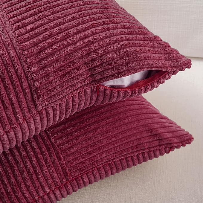 Fancy Homi 2 Packs Burgundy Decorative Throw Pillow Covers 22x22 Inch - Image 4