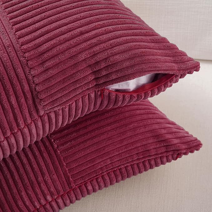 Fancy Homi 2 Packs Burgundy Samll Decorative Throw Pillow Covers 14x14 Inch - Image 4