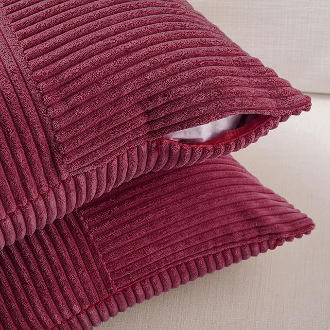 Fancy Homi 2 Packs Burgundy Red Decorative Throw Pillow Covers 16x16 Inch - Image 4