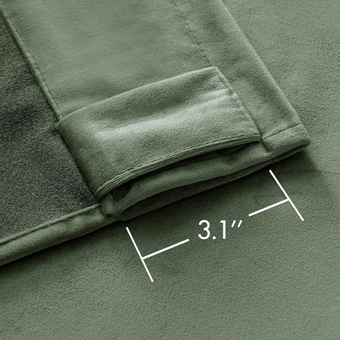 MIULEE Sage Green Velvet Curtains 52x72 inches Luxury Blackout Curtains | - Image 3