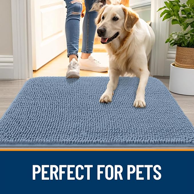 OLANLY Dog Door Mat for Muddy Paws 36x24, Super Absorbent Chenille Mud Mat | - Image 6