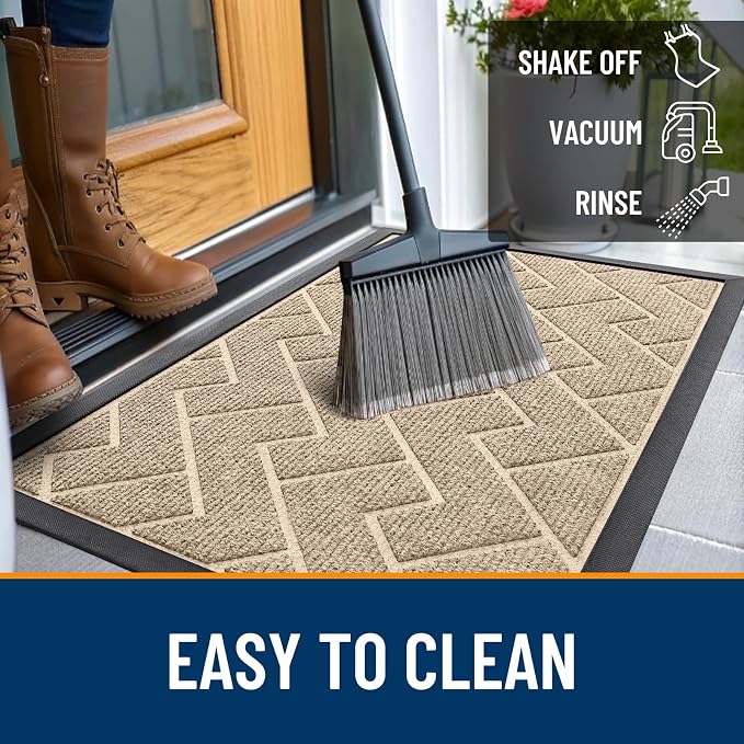 OLANLY Front Door Mat Outside 29.5x17, All-Season Absorbent Rubber Doormat | - Image 6