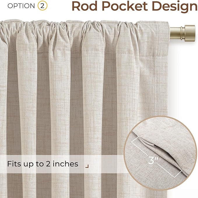 INOVADAY 100% Blackout Curtains 63 Inches Length 2 Panels Set, Back Tab/Rod - Image 4