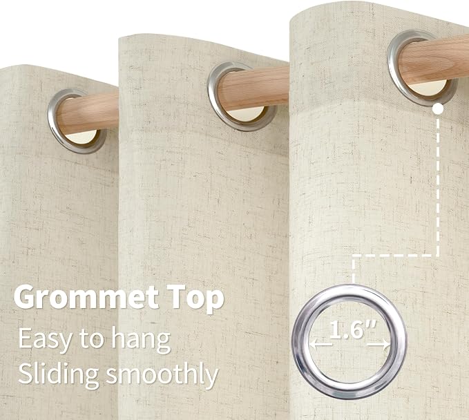 YoungsTex Beige Linen Curtains 84 Inches Long 2 Panels - Image 7