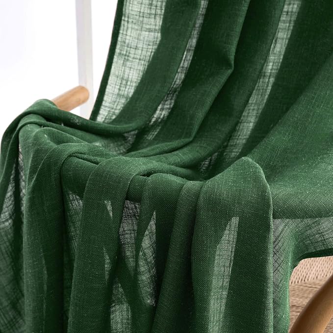MIULEE Emerald Green Linen Curtains 90 Inch Long - Image 6