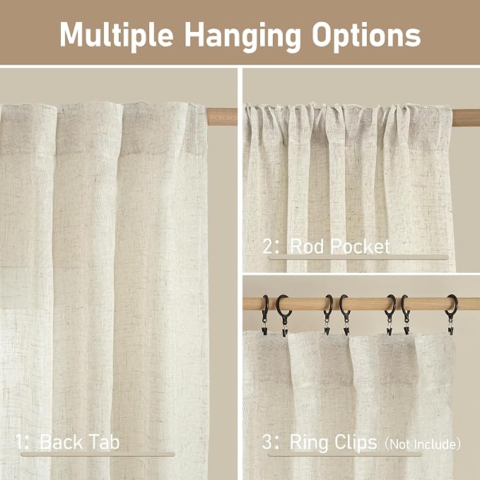 Light Filtering Linen Curtains 84 inches Long - Image 3